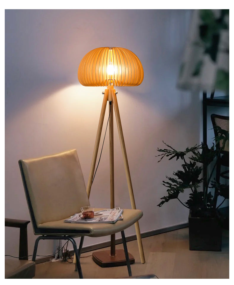 Tripod Wooden Floor Lamp