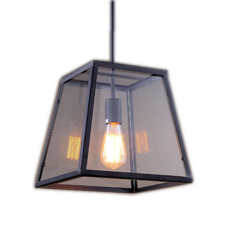 Industrial Retro Wrought Iron Glass Pendant