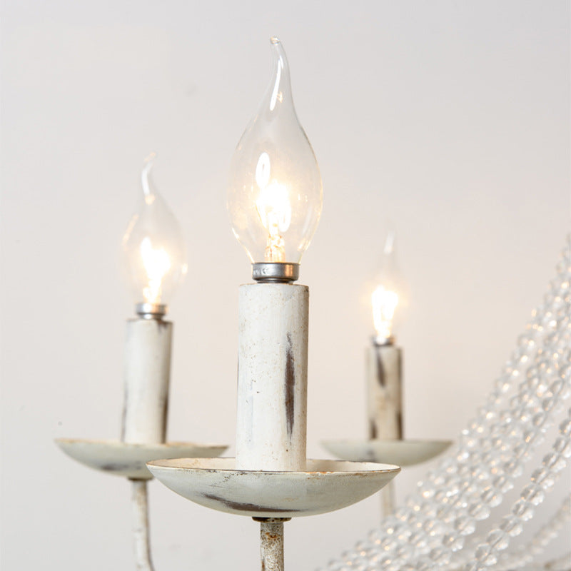 Aged Iron Wrought Crystal Chandelier