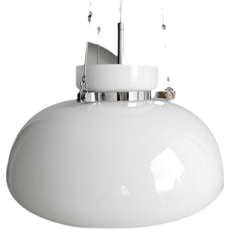 1-Light Semi Dome Pendant Light.Opal Glass