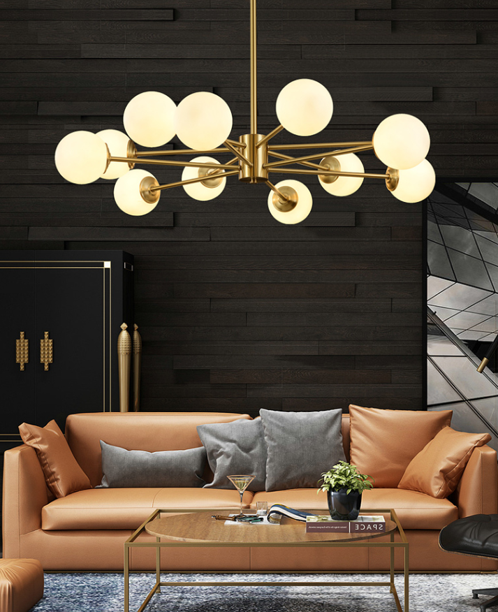 Karrington Glass Ball Brass Chandelier