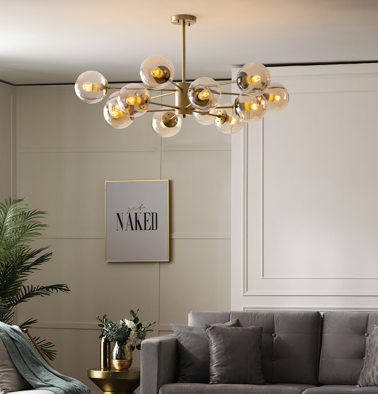 Karrington Glass Ball Brass Chandelier