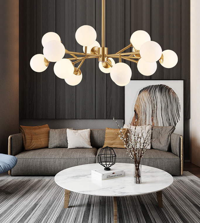 Karrington Glass Ball Brass Chandelier