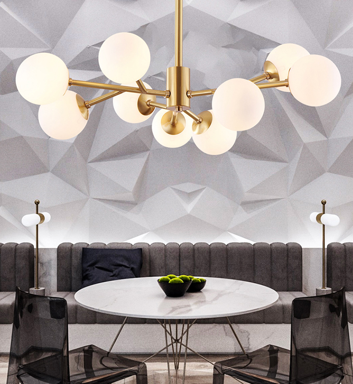 Karrington Glass Ball Brass Chandelier