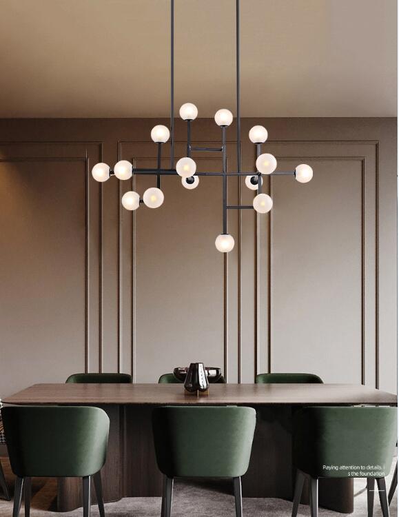 Wrought Iron Glass Ball Black Chandelier