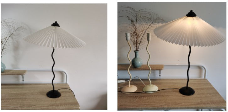 White Pleated Vintage Table Lamp
