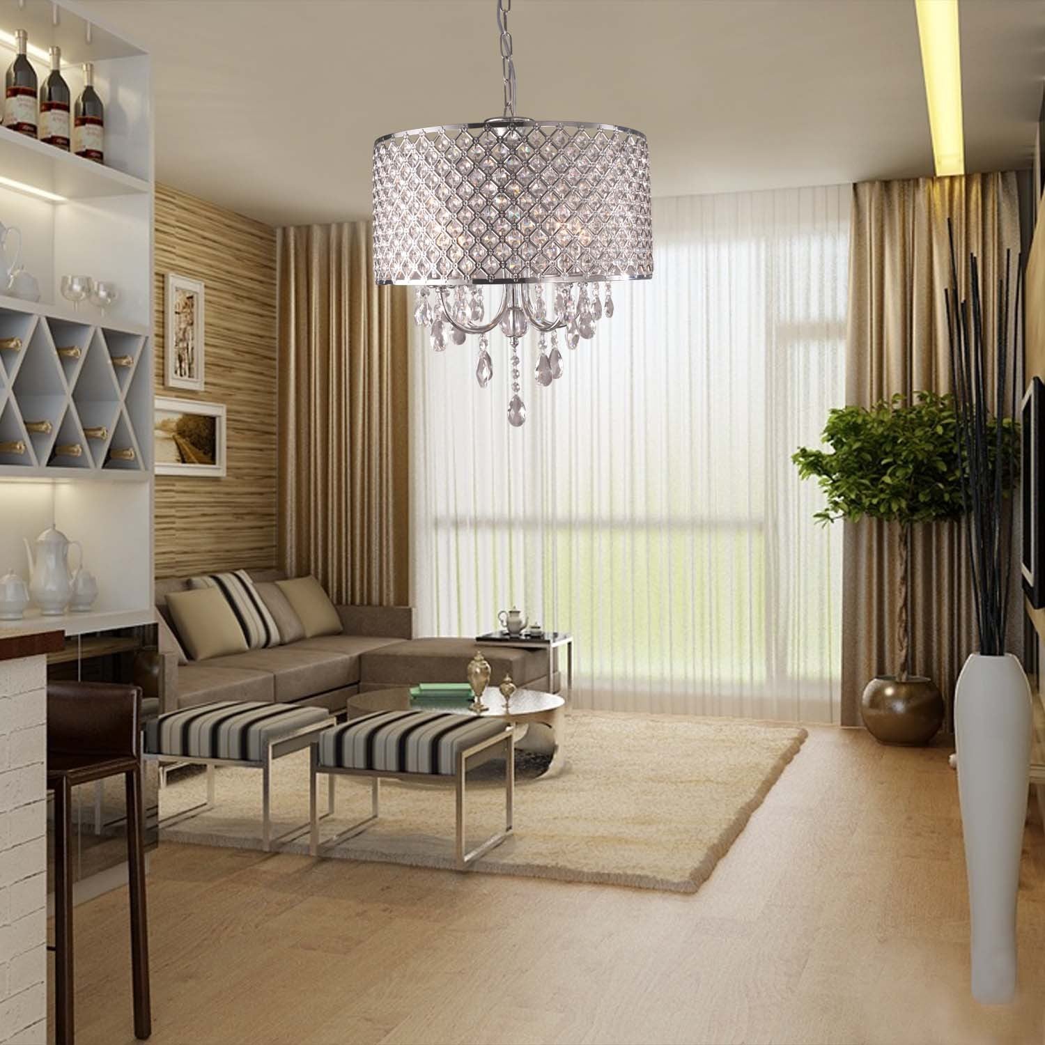 Luster Drum Crystal Chandelier Lamp