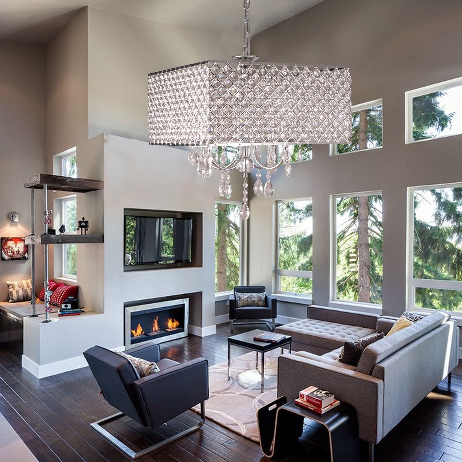 Luster Drum Crystal Chandelier Lamp
