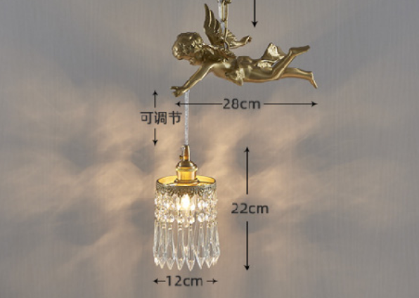 Chloe Angel Brass Crystal Suspension Lamp
