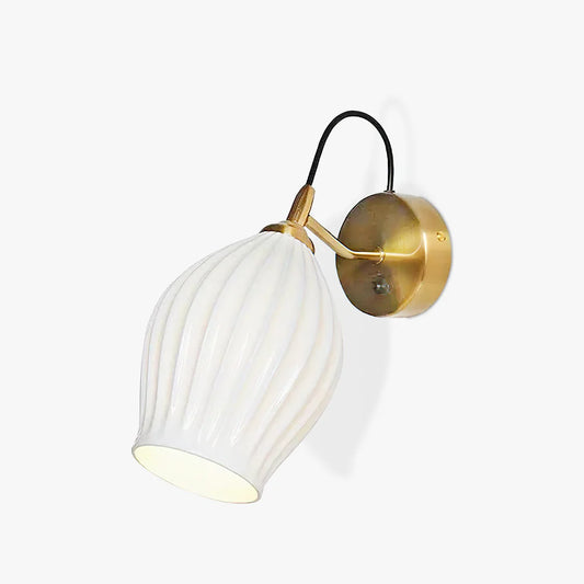 Ceramic Ribbed Flower Wall Lamp