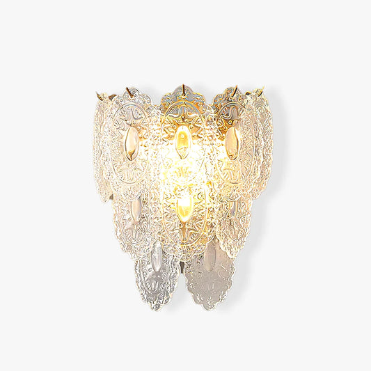 Carved Leaves Transparent Glass Wall Lamp