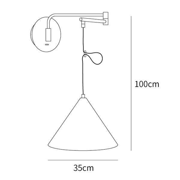 Wood Grain Conical Wall Lamp