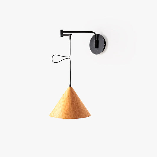 Wood Grain Conical Wall Lamp