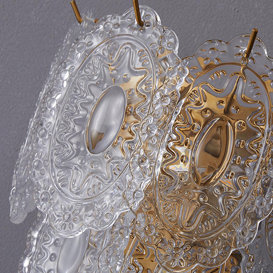 Carved Leaves Transparent Glass Wall Lamp