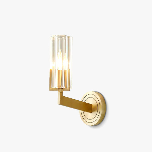 Candle Type Glass Brass Wall Lamp