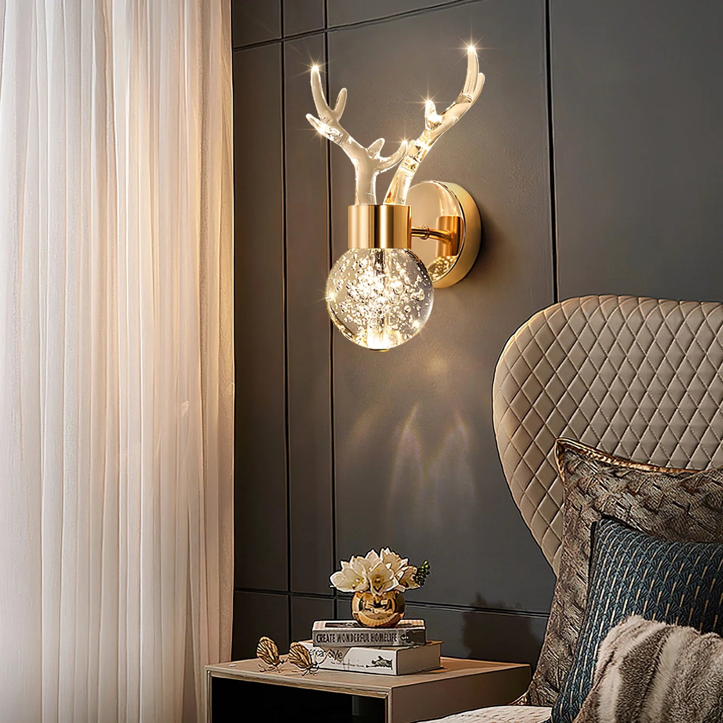 Antler Starry Crystal Wall Lamp