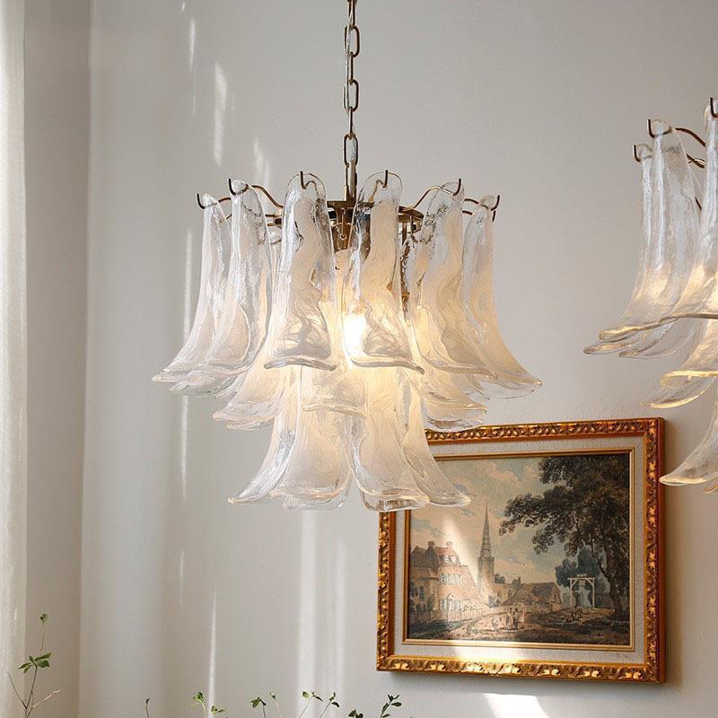 Cloudy White Glass Chandelier