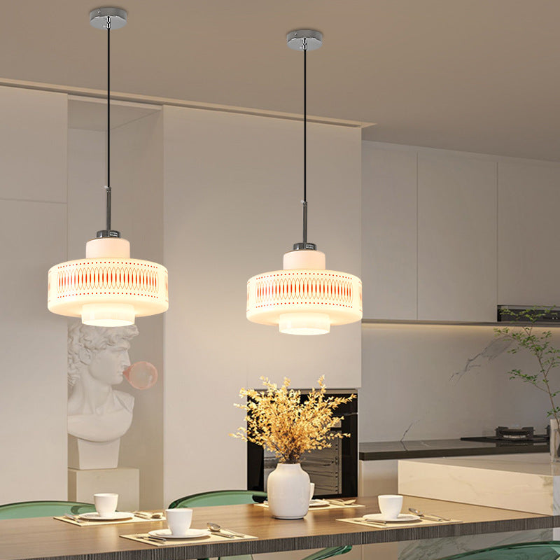 Anna Opal White Glass Pendant Lamp