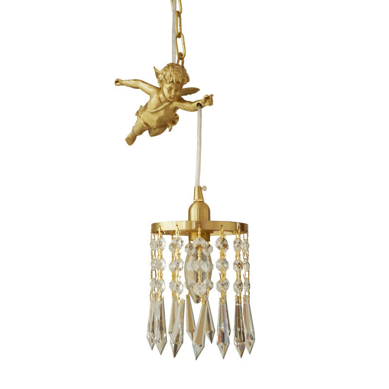 Chloe Angel Brass Crystal Suspension Lamp