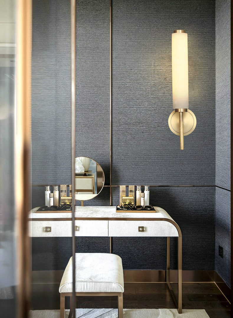 Alina  Solid Brass Marble Wall Lamp 