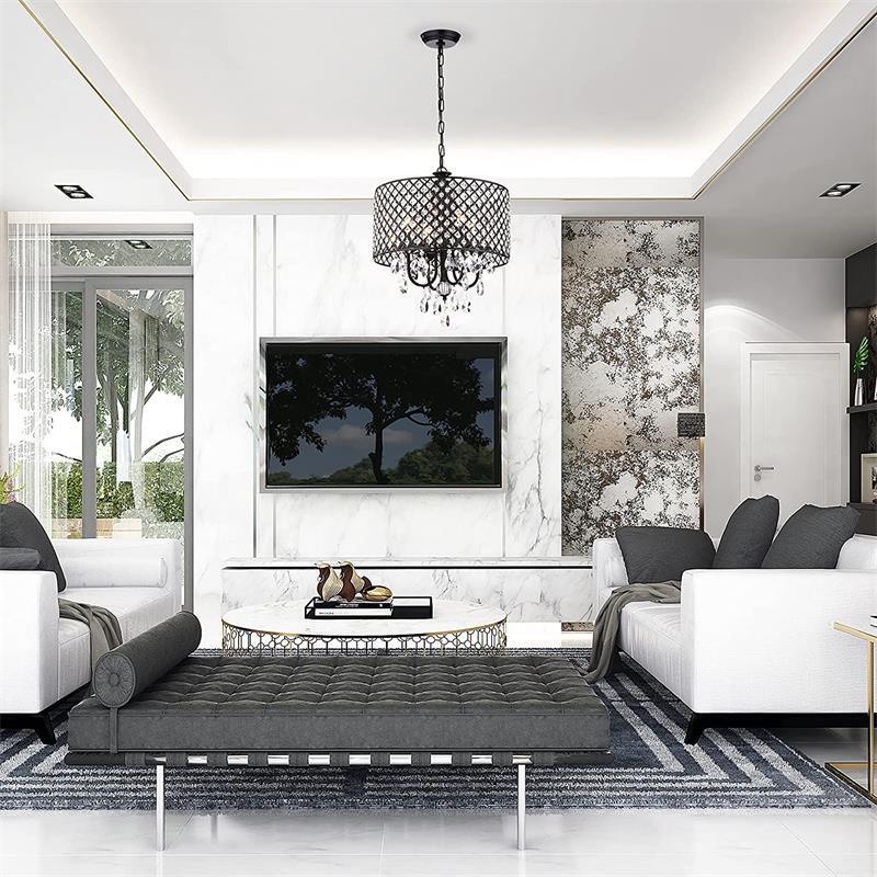Luster Drum Crystal Chandelier Lamp