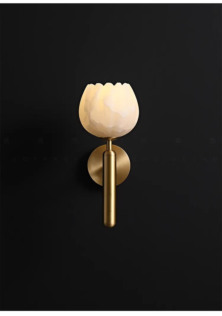 Alina  Solid Brass Marble Wall Lamp 