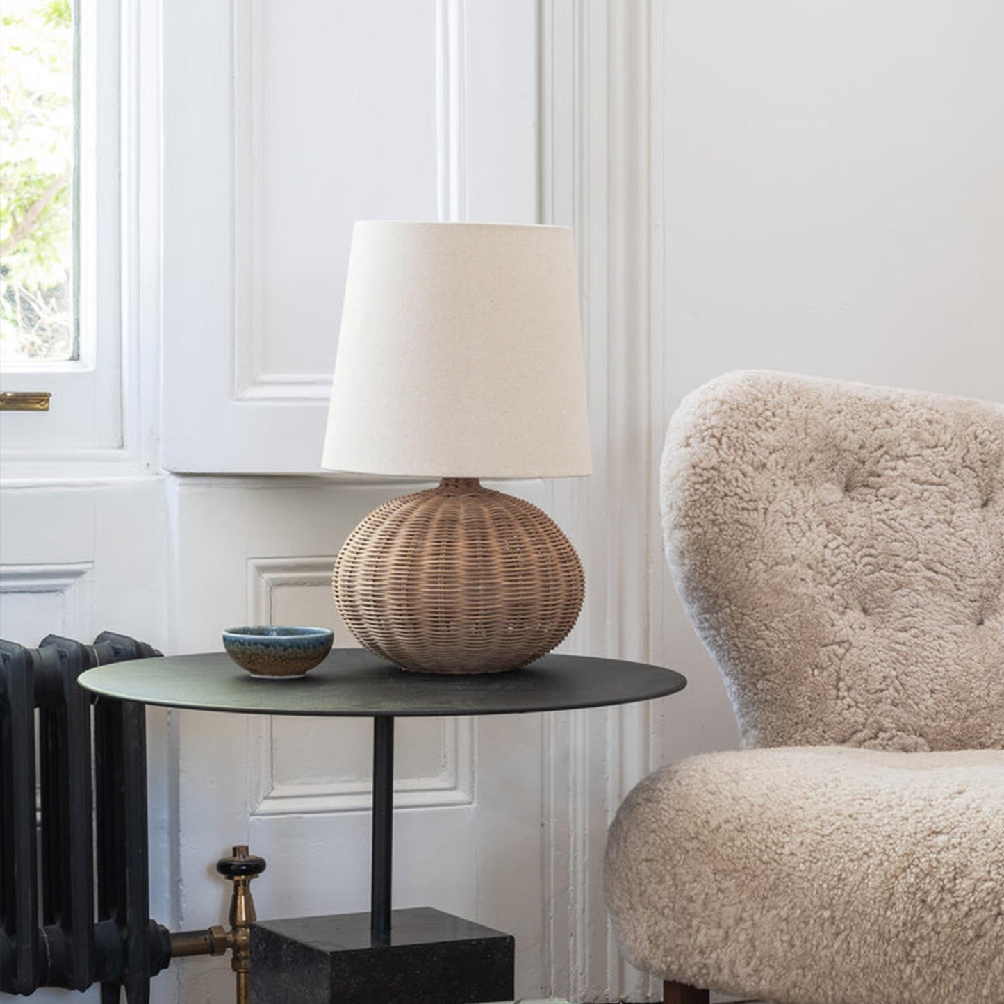 Japanese Wabi-Sabi Retro Rattan Bedside Table Lamp