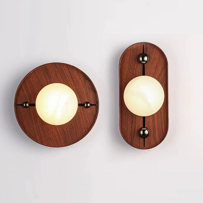 Alabaster Marble Walnut Wall Sconce