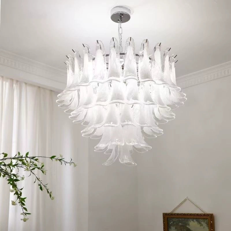 Cloudy White Glass Chandelier