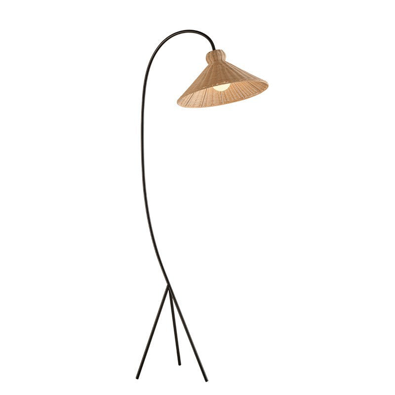 Masha Rattan Floor Lamp Retro Stand Lamp for Living Room
