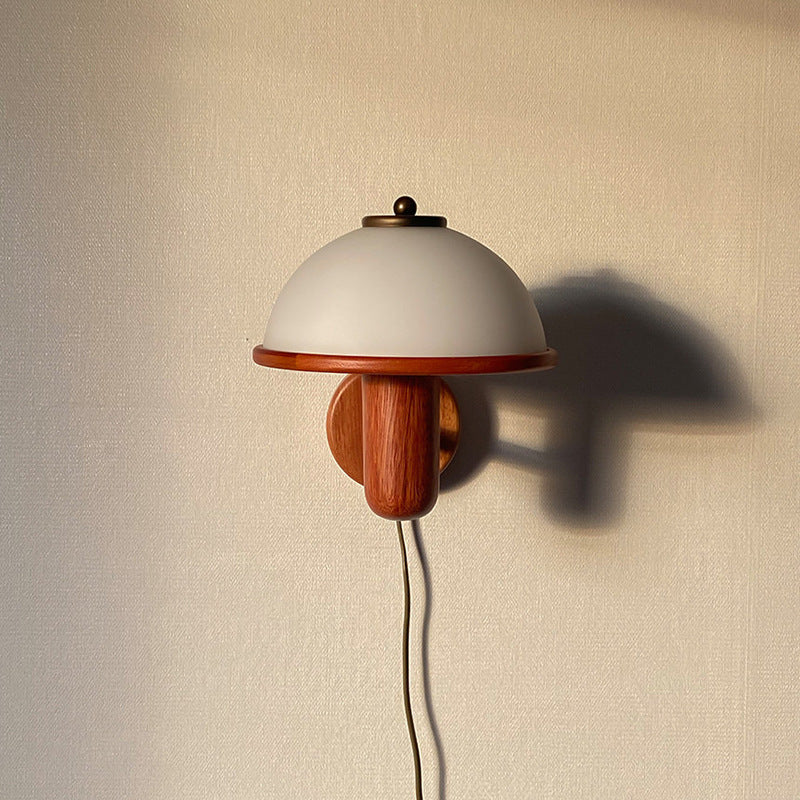 Walnut And Mushroom Wall Lamp