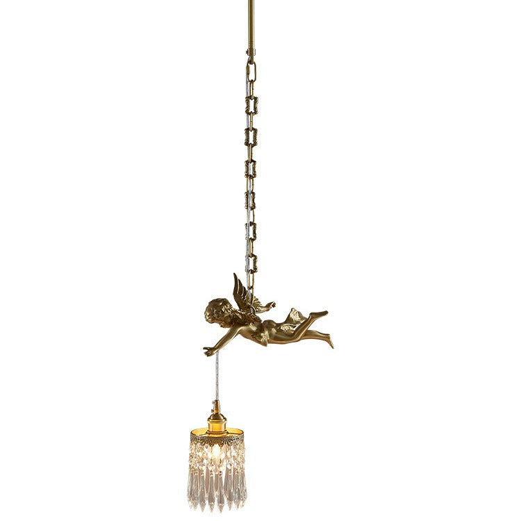 Chloe Angel Brass Crystal Suspension Lamp