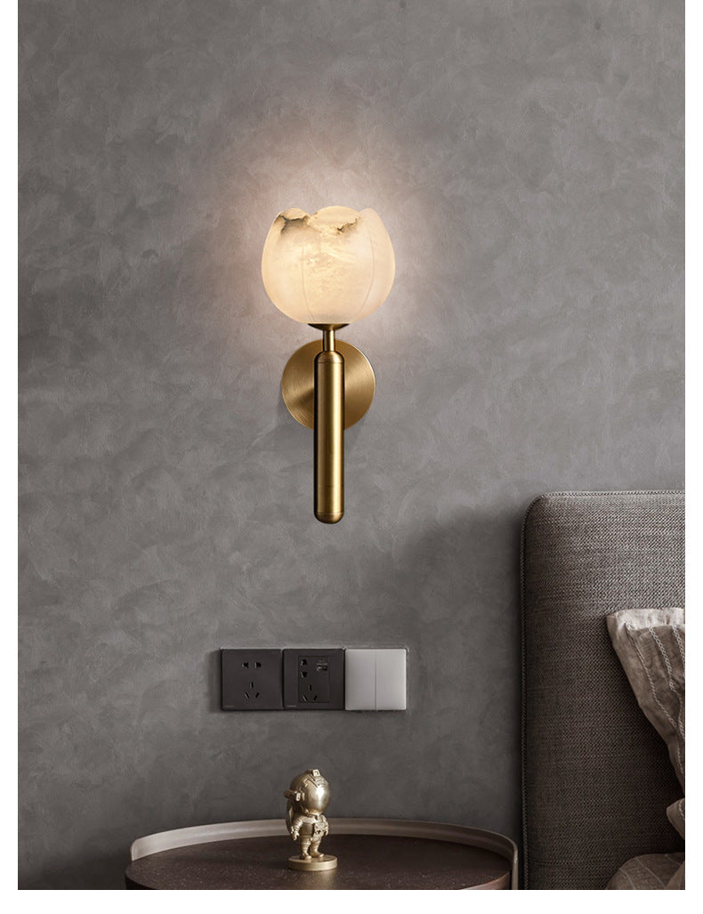 Alina  Solid Brass Marble Wall Lamp 
