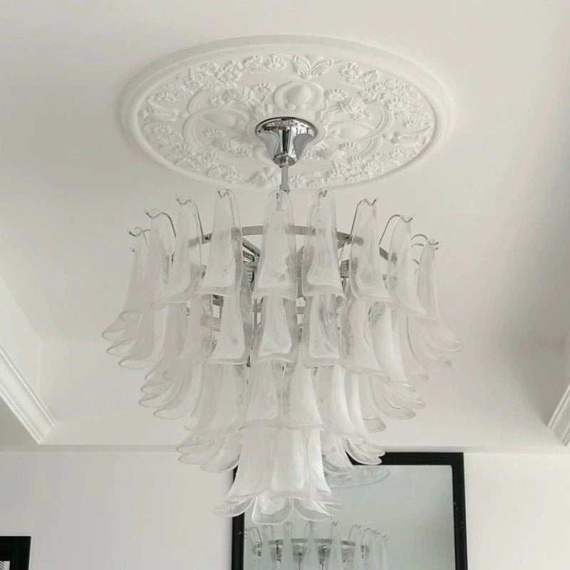 Cloudy White Glass Chandelier