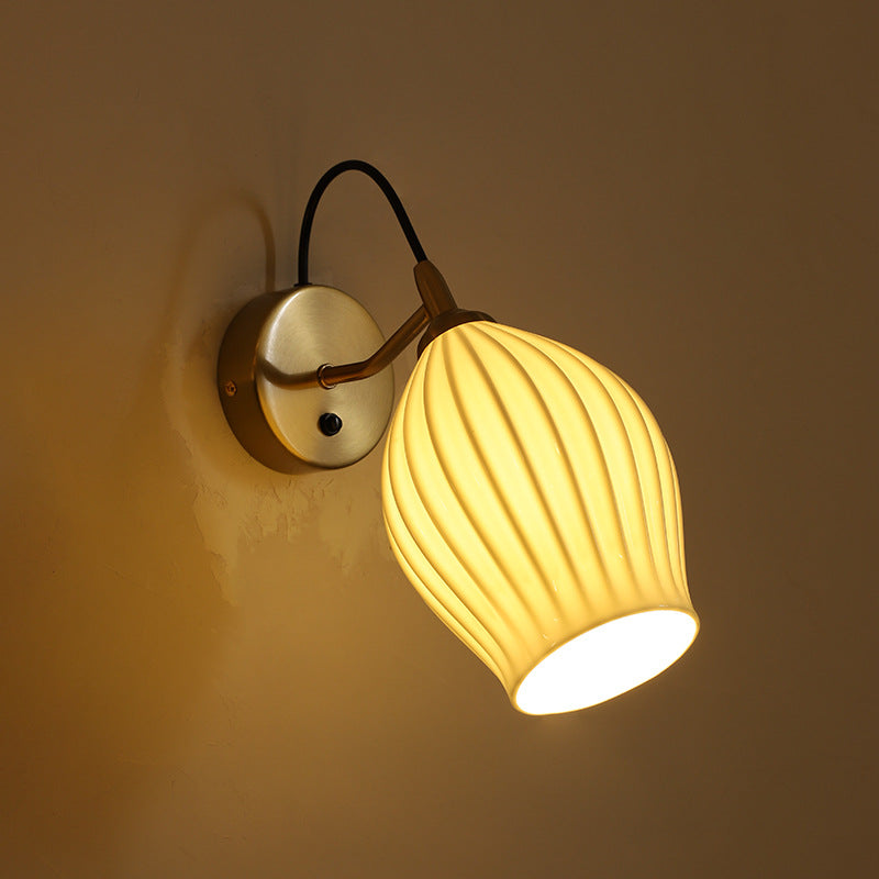 Ceramic Ribbed Flower Wall Lamp