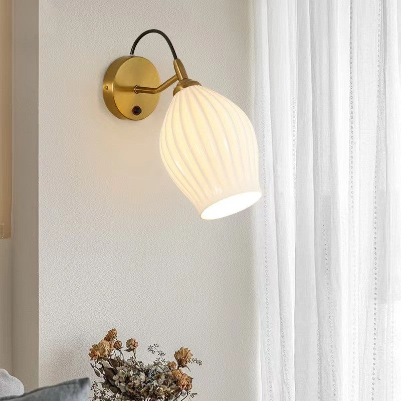 Ceramic Ribbed Flower Wall Lamp