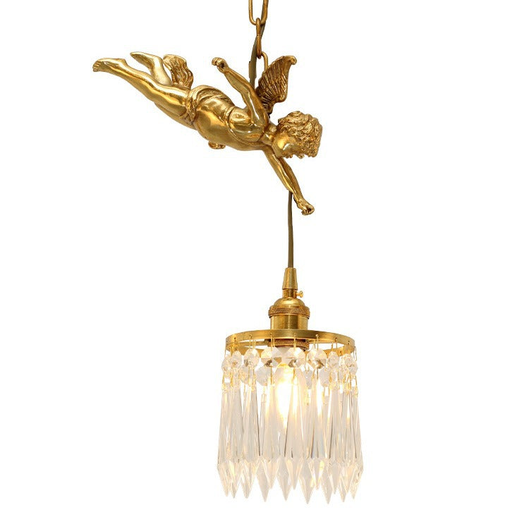 Chloe Angel Brass Crystal Suspension Lamp