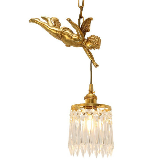 Chloe Angel Brass Crystal Suspension Lamp