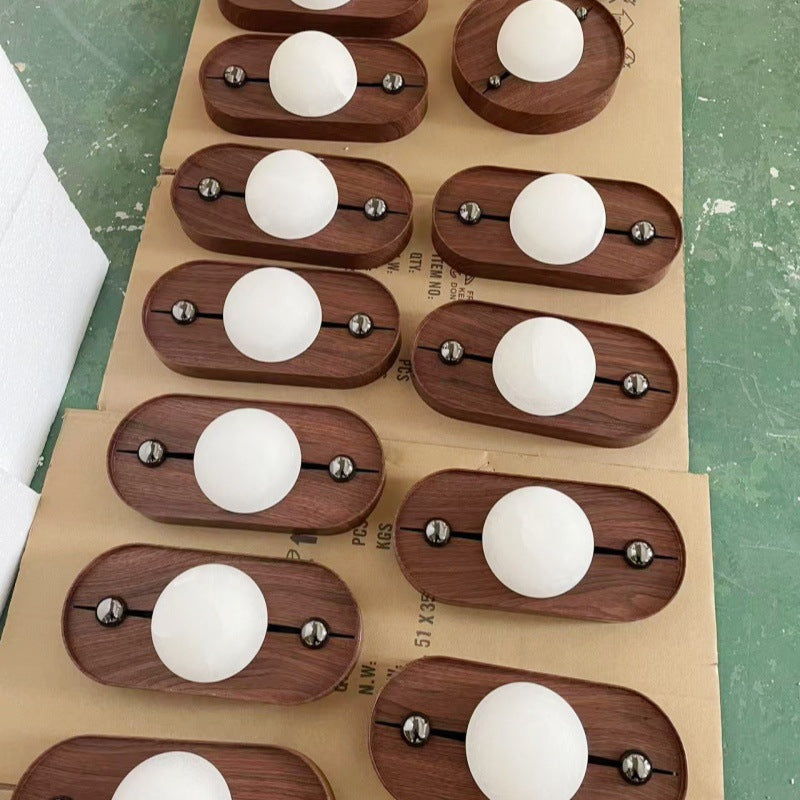 Alabaster Marble Walnut Wall Sconce