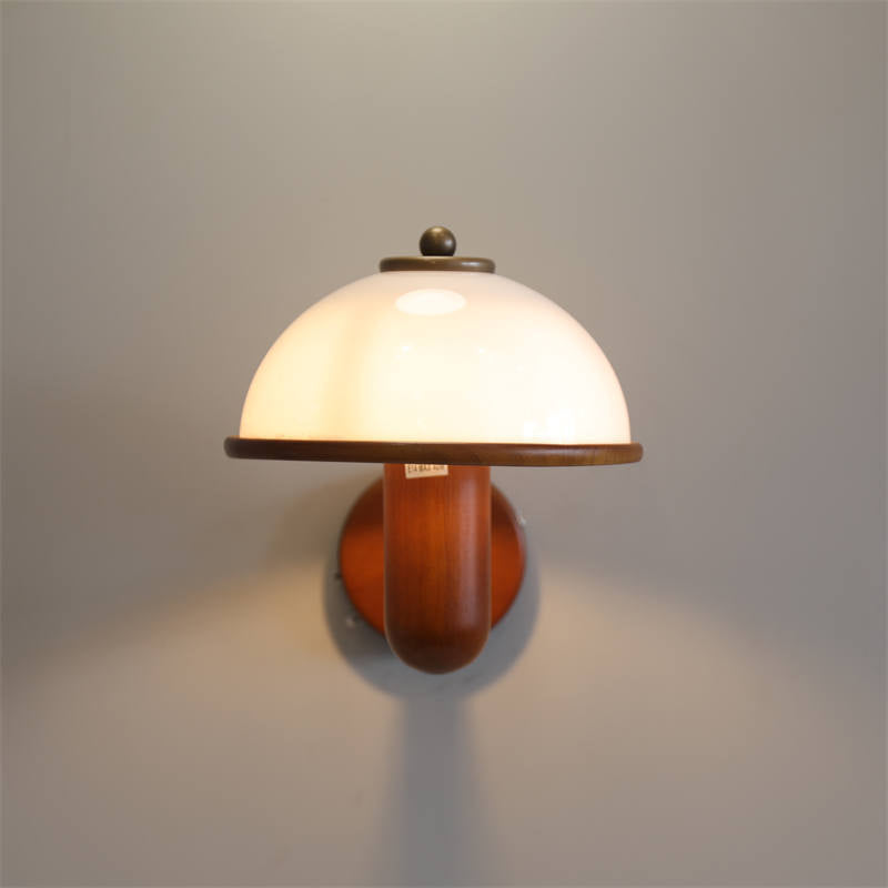 Walnut And Mushroom Wall Lamp
