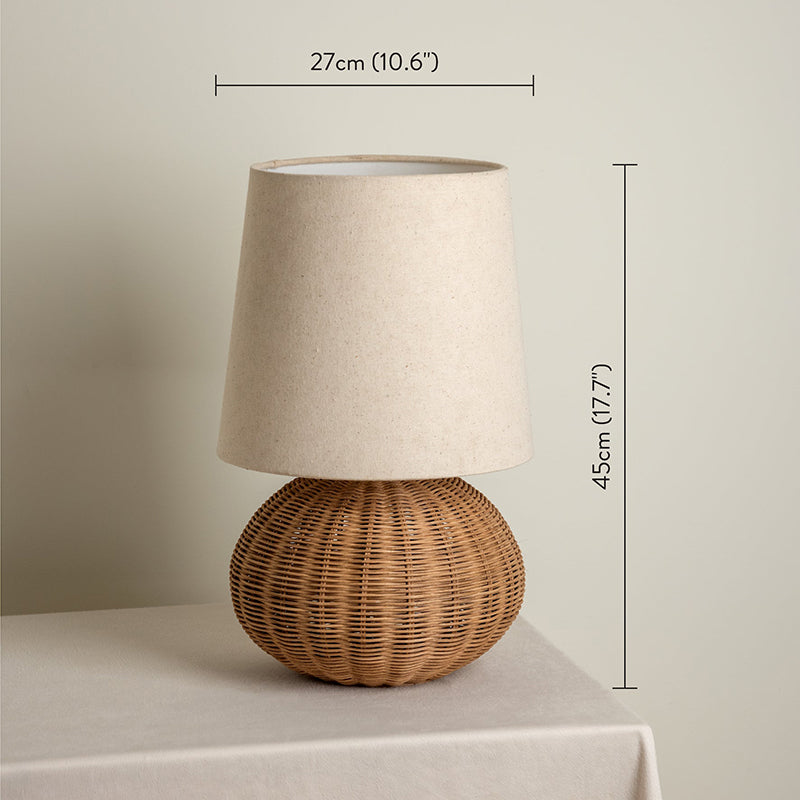Japanese Wabi-Sabi Retro Rattan Bedside Table Lamp