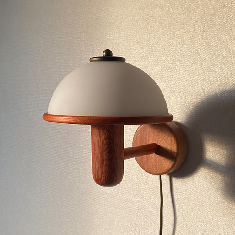 Walnut And Mushroom Wall Lamp