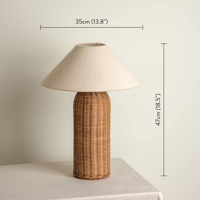Japanese Wabi-Sabi Retro Rattan Bedside Table Lamp