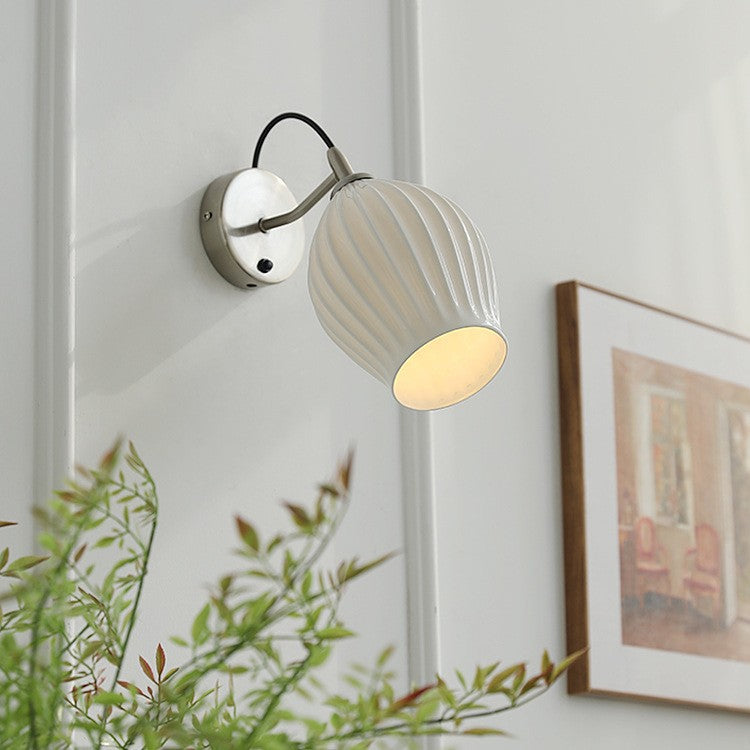 Ceramic Ribbed Flower Wall Lamp
