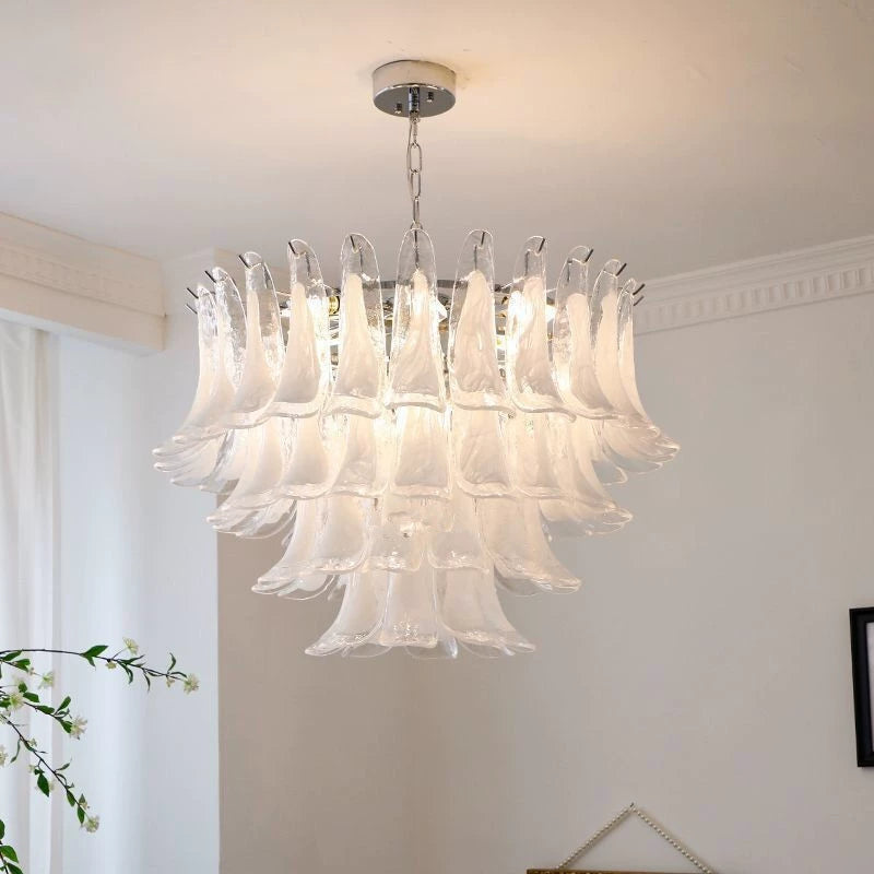 Cloudy White Glass Chandelier