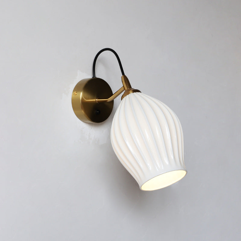 Ceramic Ribbed Flower Wall Lamp