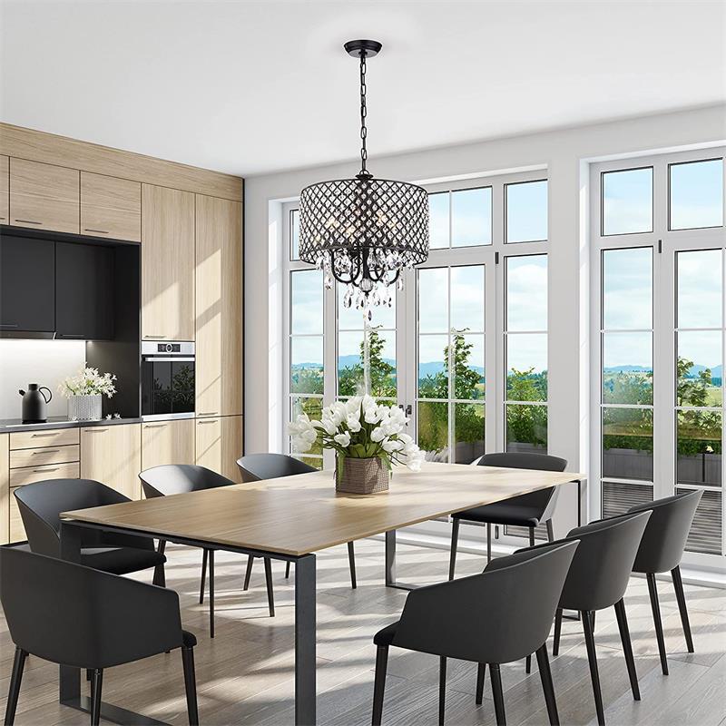 Luster Drum Crystal Chandelier Lamp