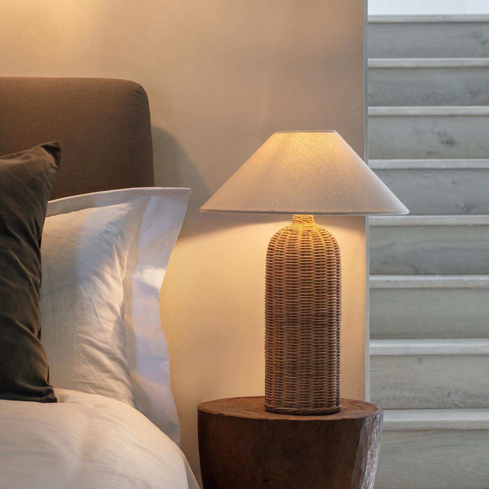 Japanese Wabi-Sabi Retro Rattan Bedside Table Lamp