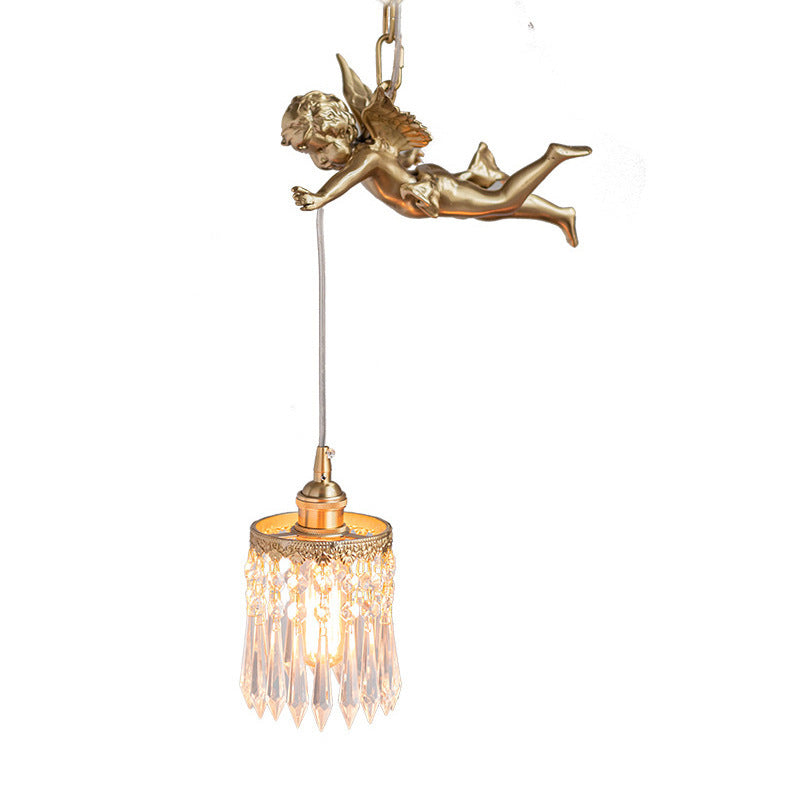 Chloe Angel Brass Crystal Suspension Lamp