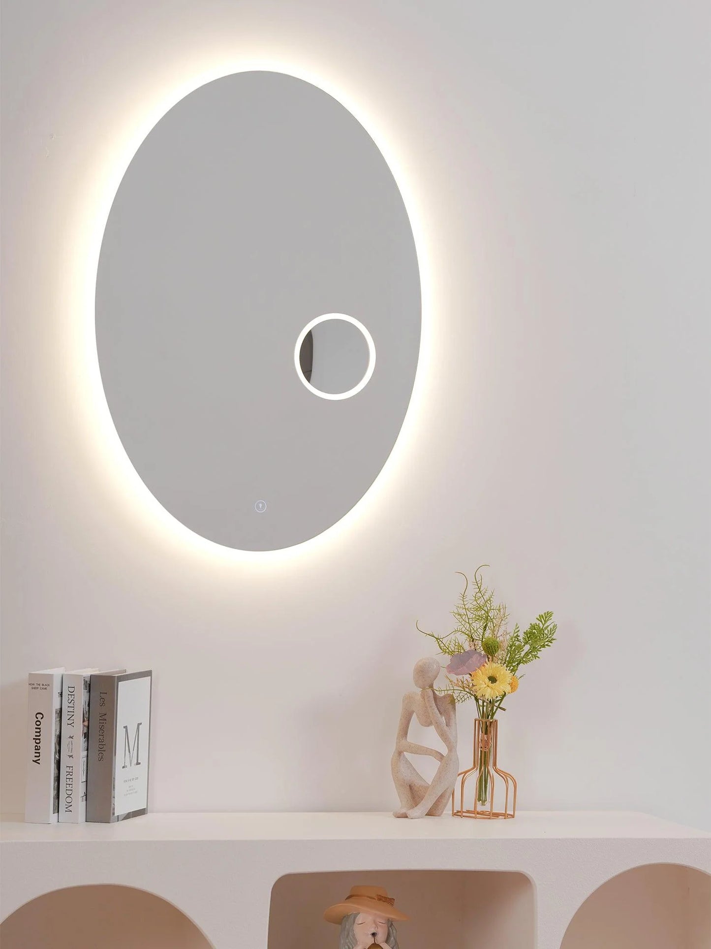 Oval Mirror Light With White Edge